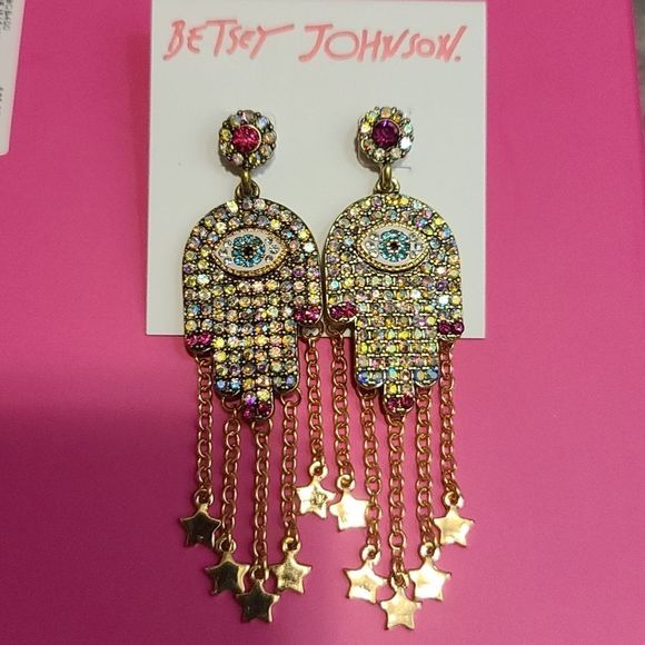 Betsey Johnson Jewelry - Betsey Johnson Hamesh Hamsa Earrings
